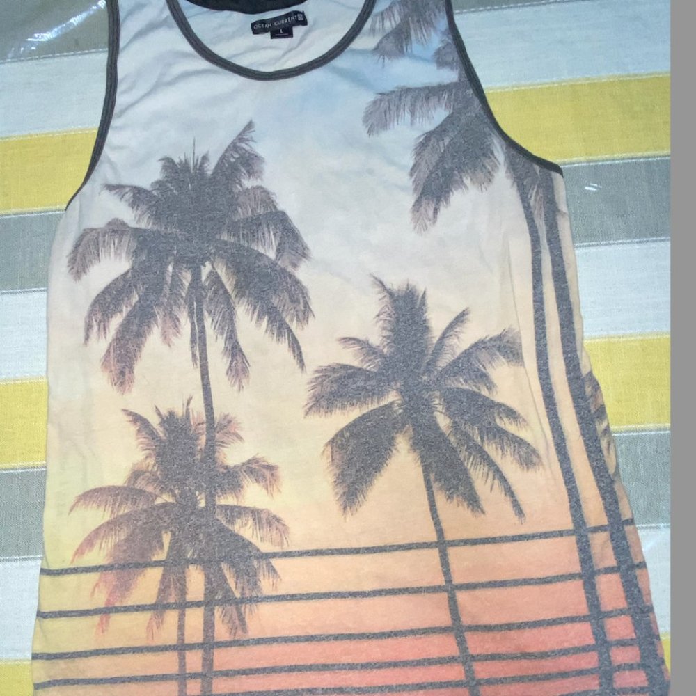 Mens Tank Top Palm Trees L